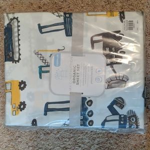 Pottery Barn Jax Construction Organic Toddler Sheet set